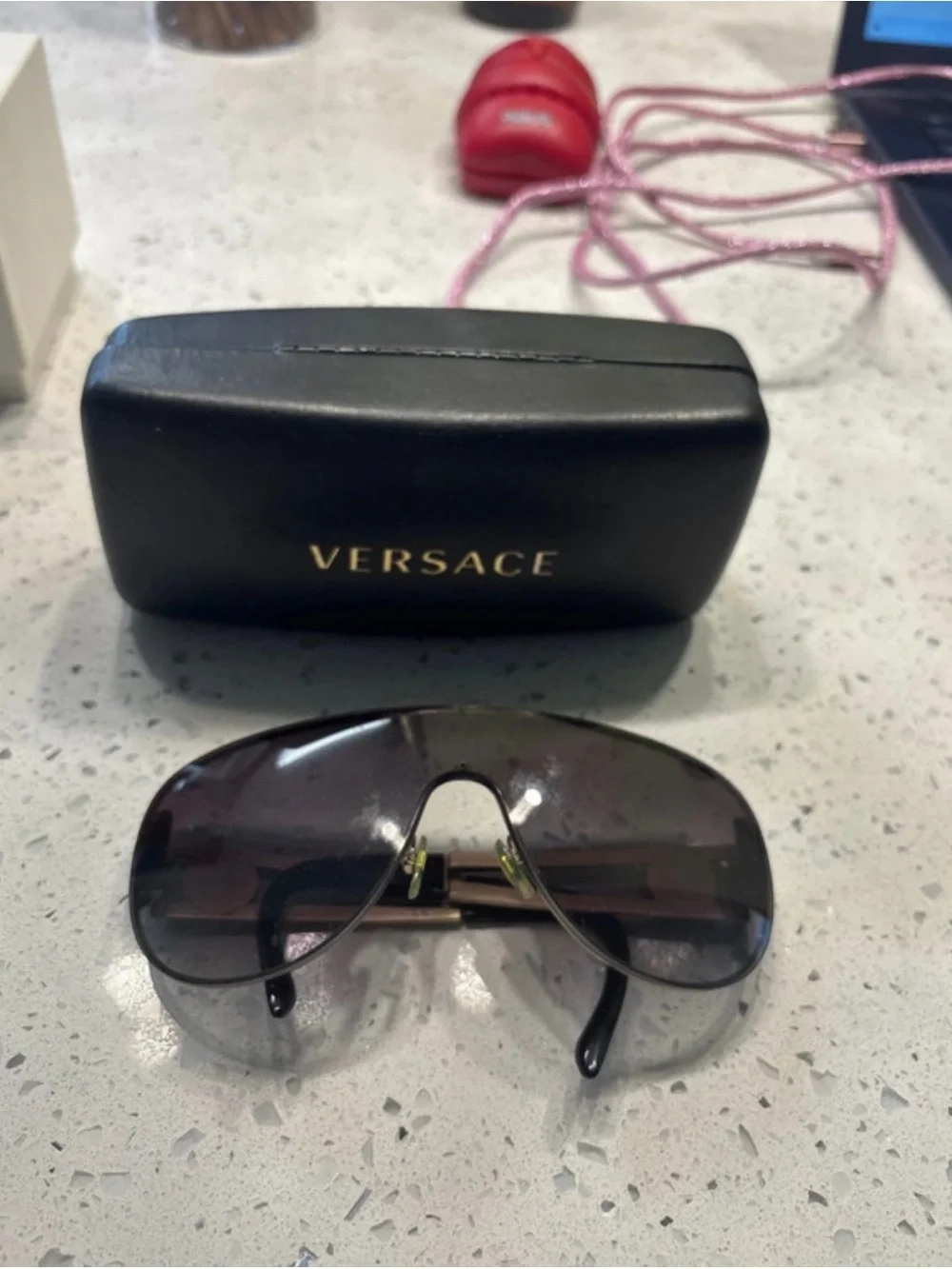 Versace Shield gradient Sunglasses with Gold Accents